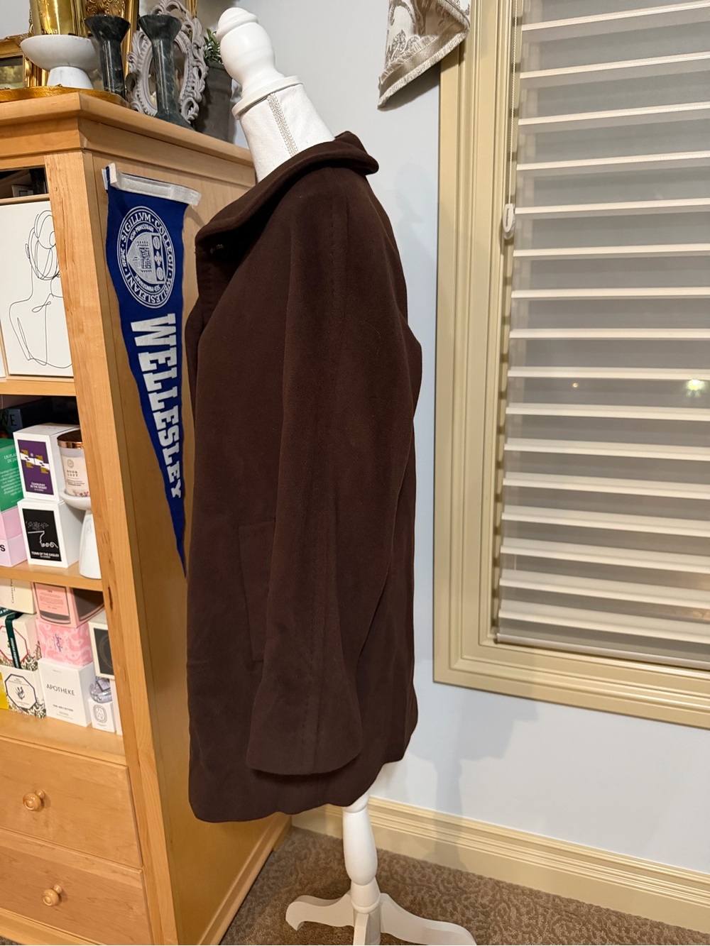 NWOT Ellen Tracy Angora Wool Blend Pea Coat Size 6 Brown - Picture 8 of 16